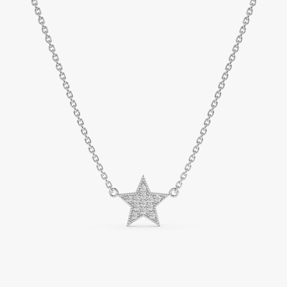 Mini Pave Natural Diamond Star Necklace