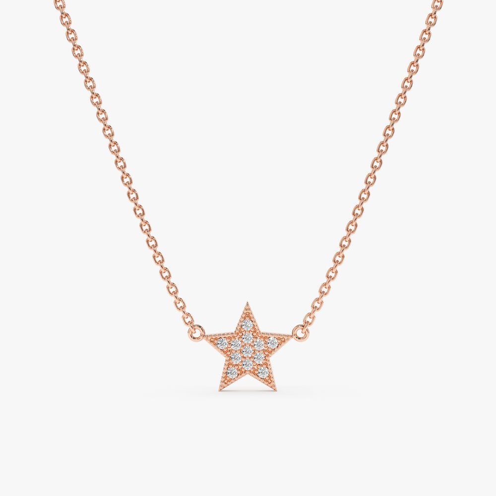 Mini Pave Natural Diamond Star Necklace