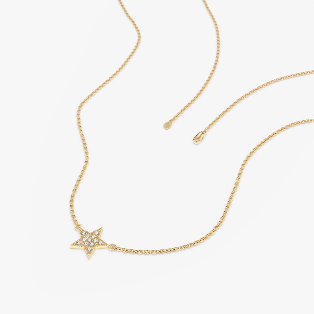 Mini Pave Natural Diamond Star Necklace