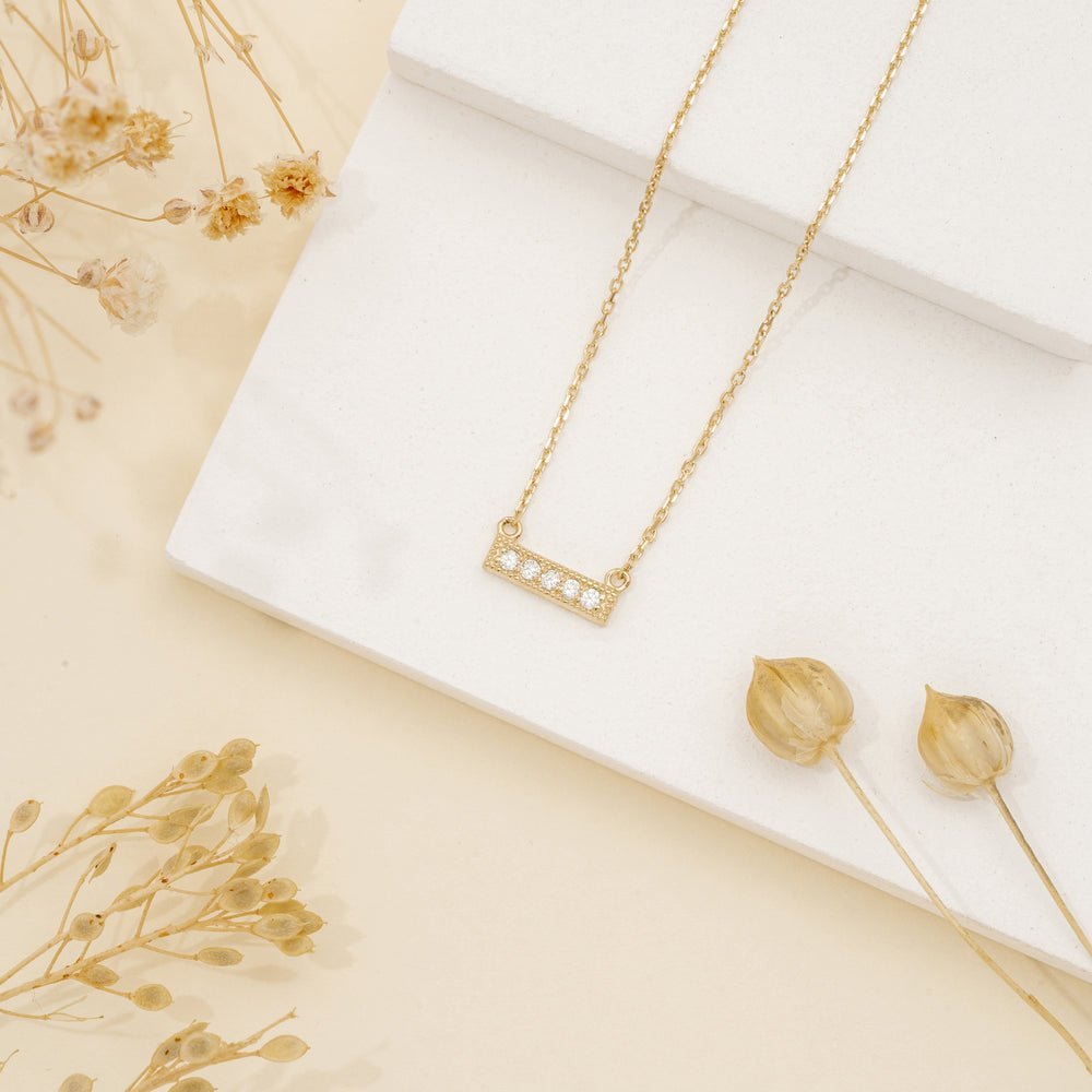 Minimalistic Design Natural Diamond Bar Necklace