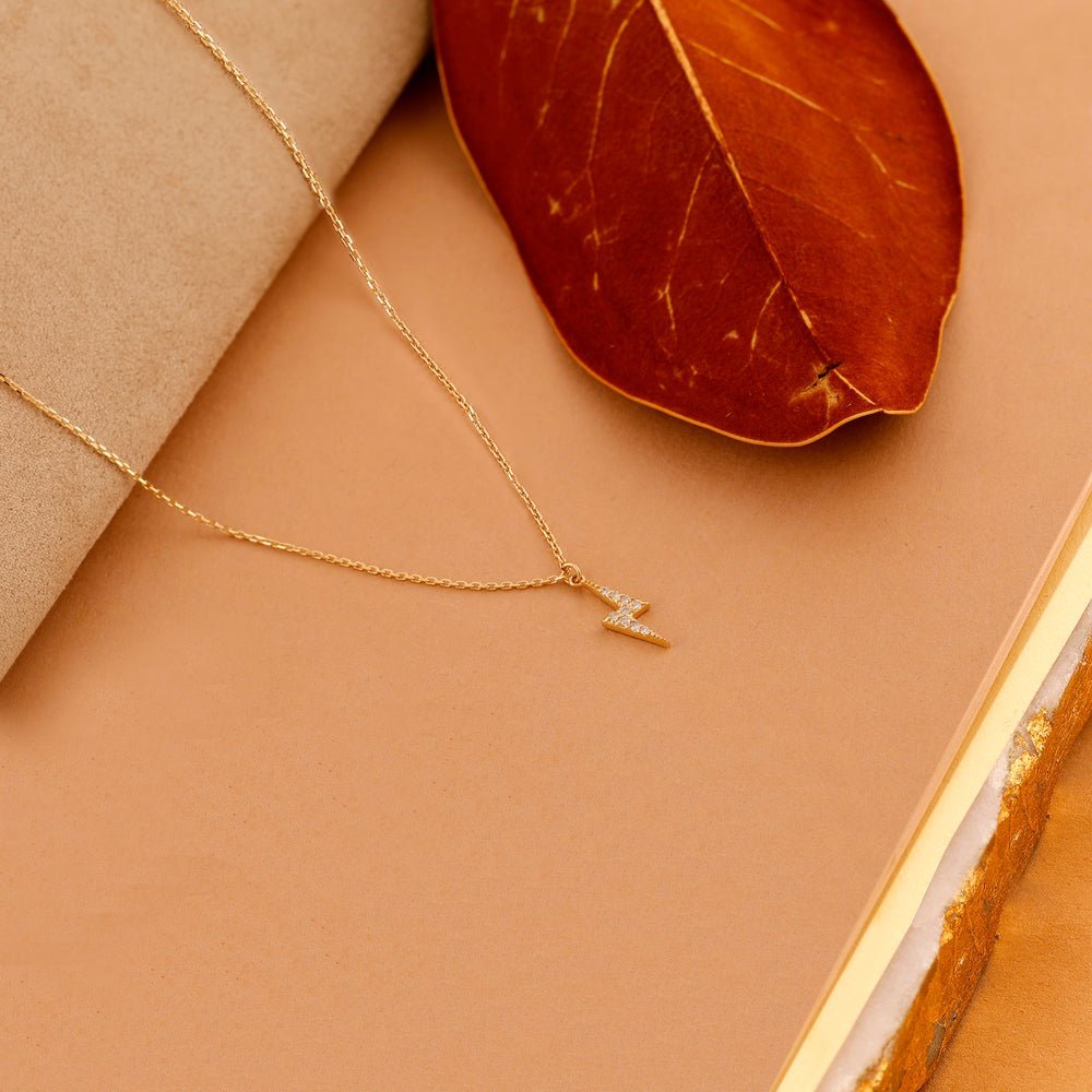 Minimalistic Diamond Lightning Bolt Necklace