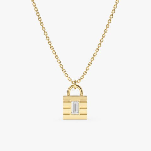 Minimalistic Natural Diamond Padlock Necklace