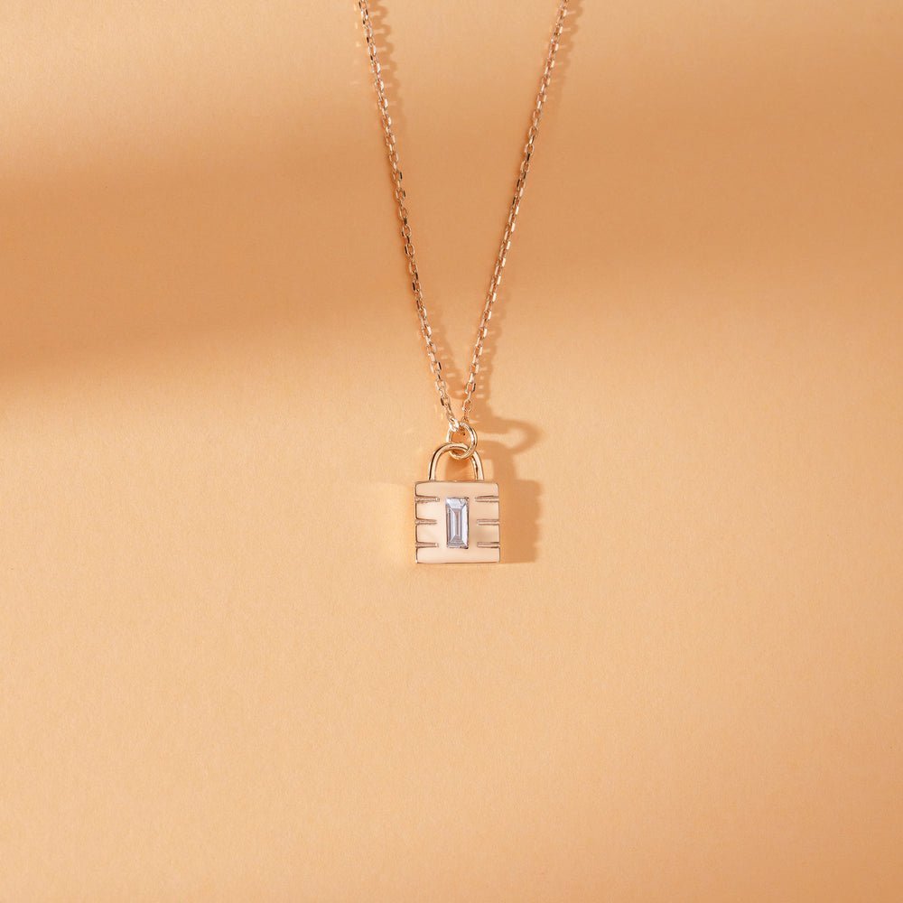 Minimalistic Natural Diamond Padlock Necklace