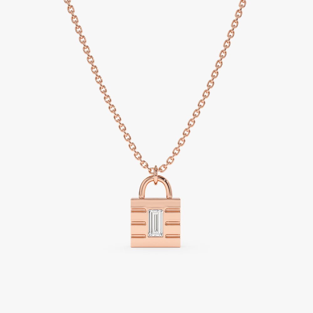 Minimalistic Natural Diamond Padlock Necklace