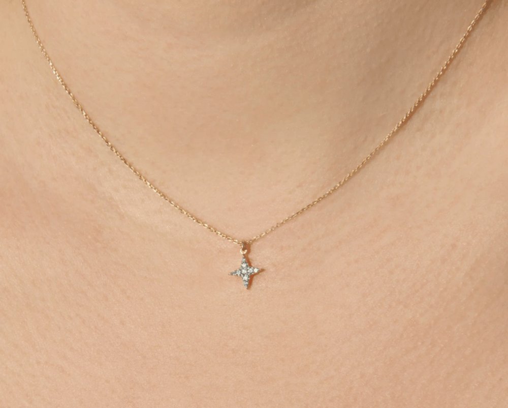 Minimalistic Style Natural Diamond North Star Necklace