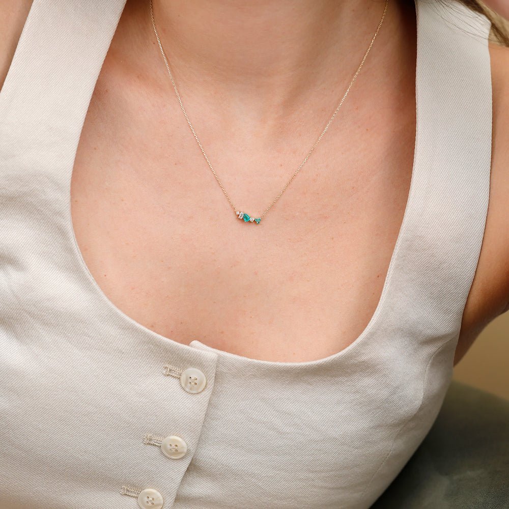 Mixed Diamond Emerald Necklace
