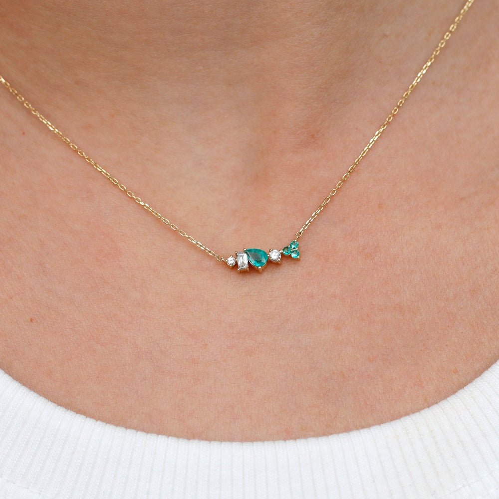 Mixed Diamond Emerald Necklace