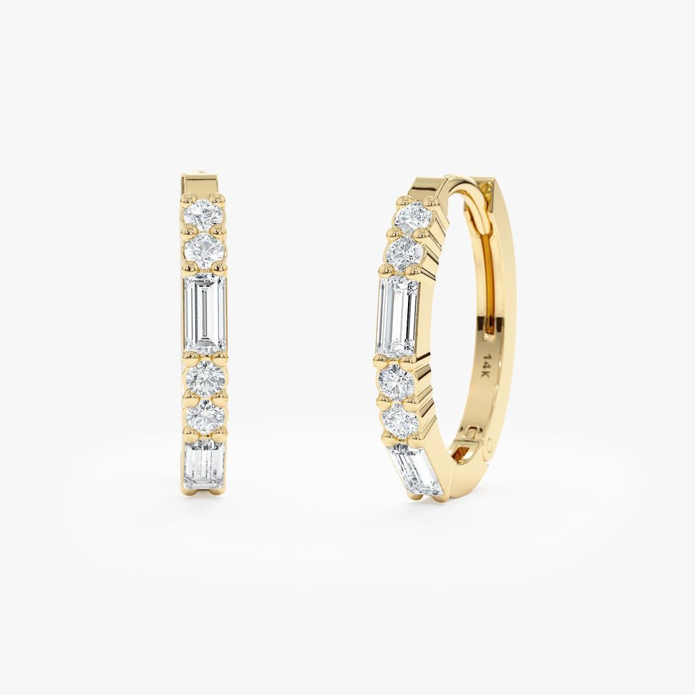 Mixed Natural Diamond Oval Hoop Earrings