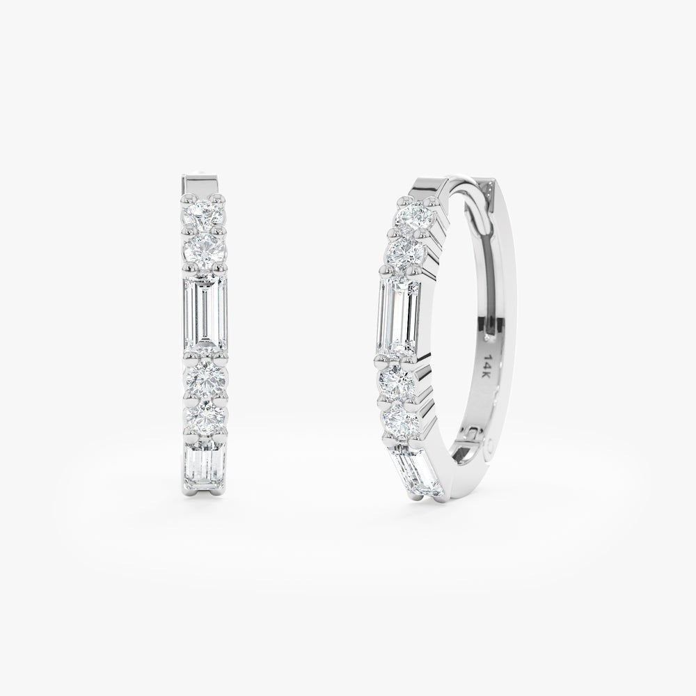 Mixed Natural Diamond Oval Hoop Earrings