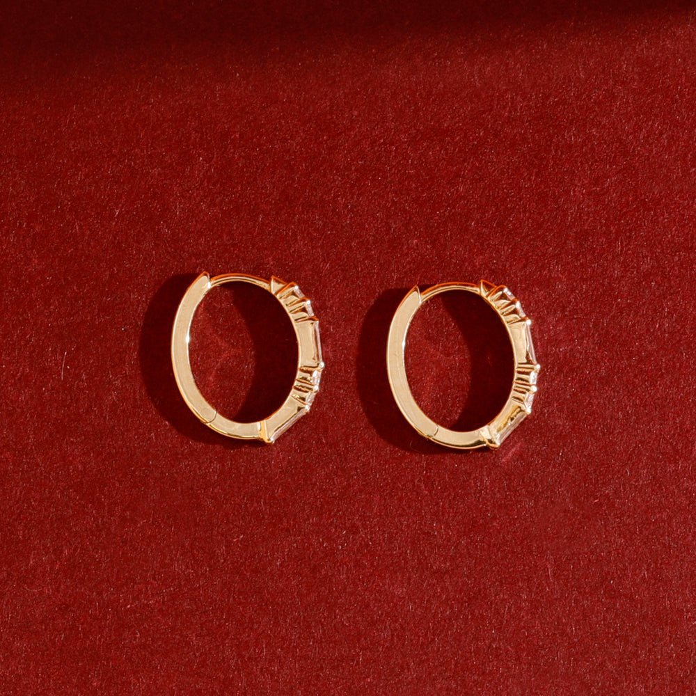 Mixed Natural Diamond Oval Hoop Earrings