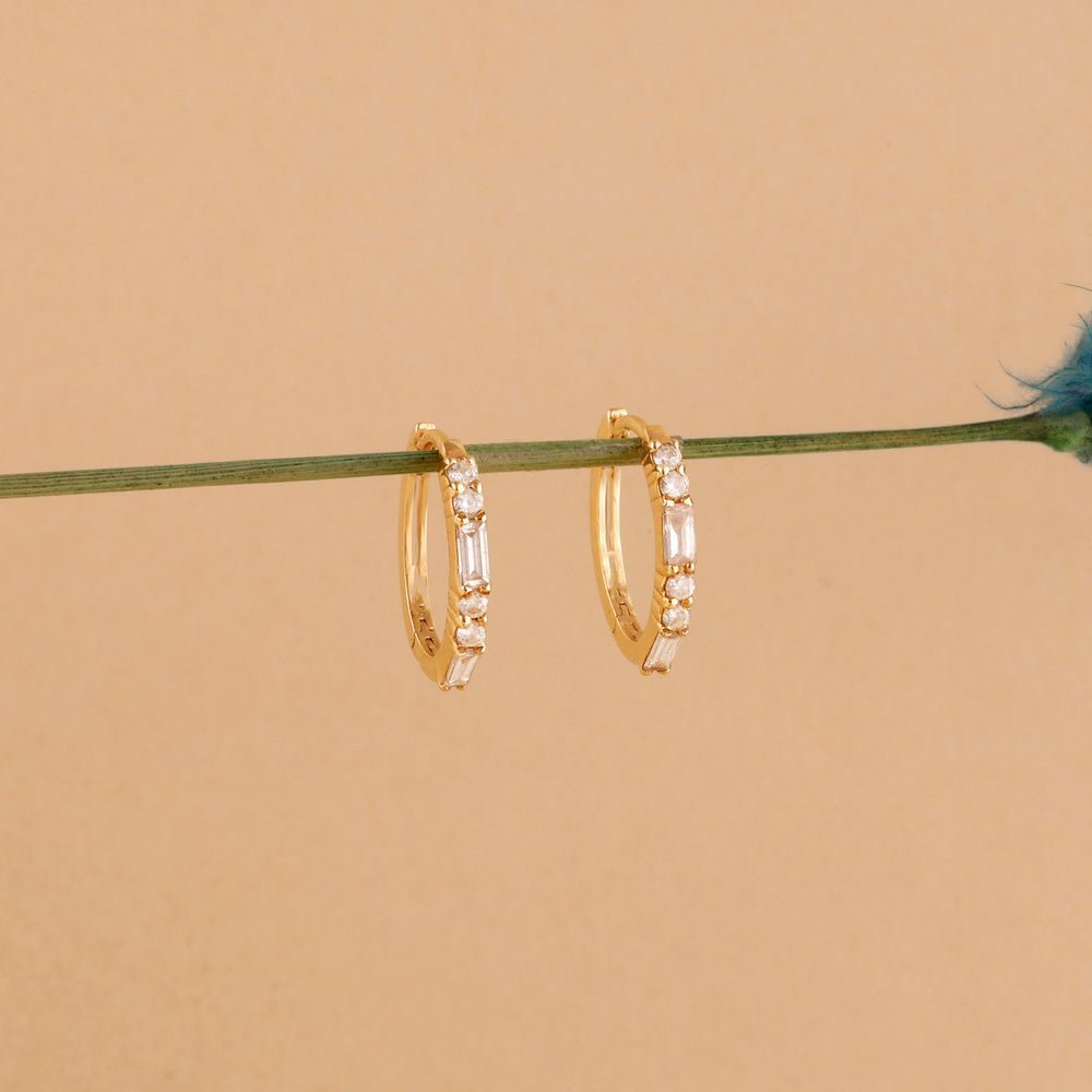 Mixed Natural Diamond Oval Hoop Earrings