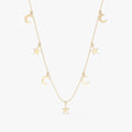 Moon & Star Drop Necklace