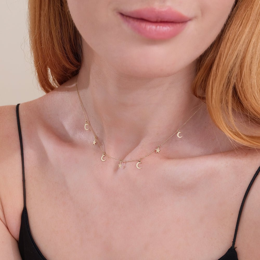 Moon & Star Drop Necklace