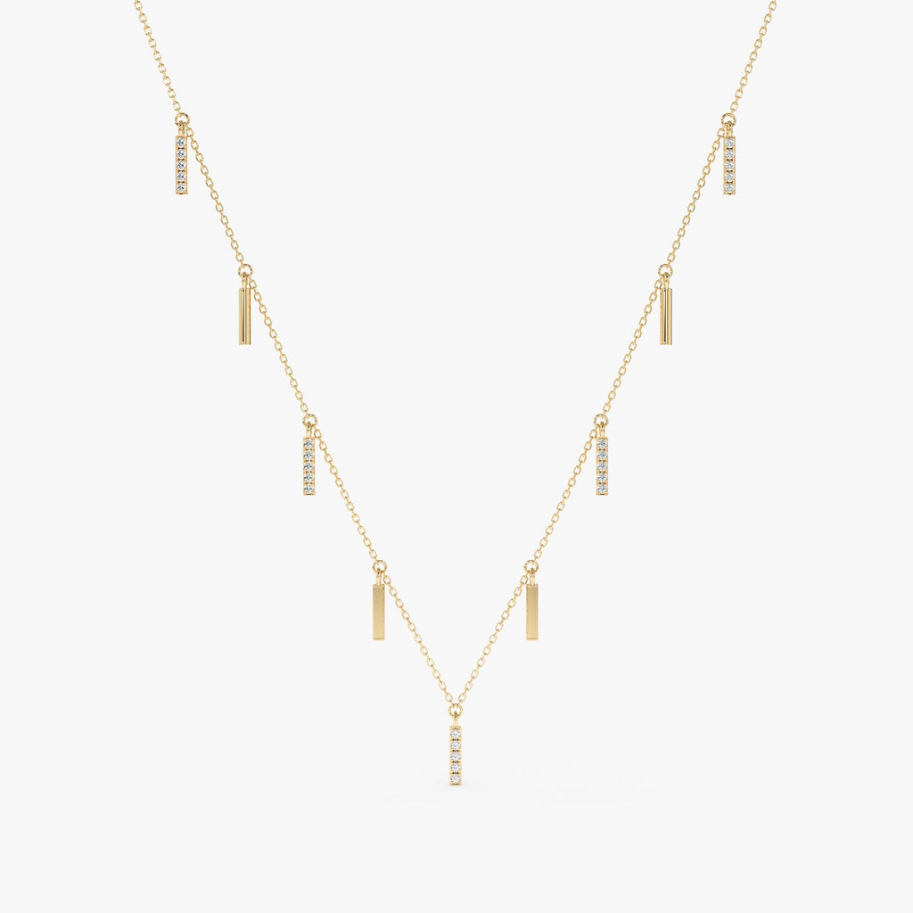 Multi Diamond Bar Necklace