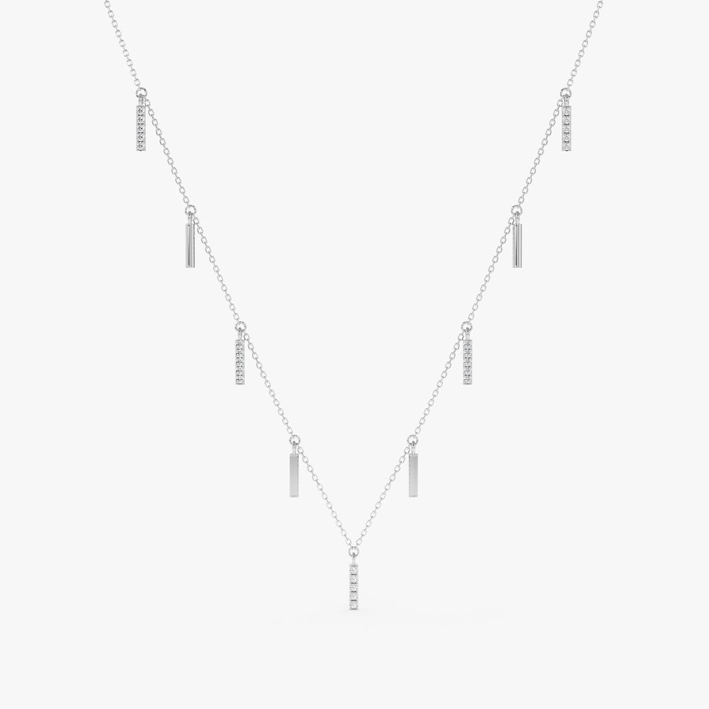 Multi Diamond Bar Necklace