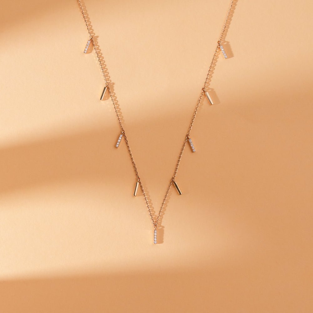 Multi Diamond Bar Necklace