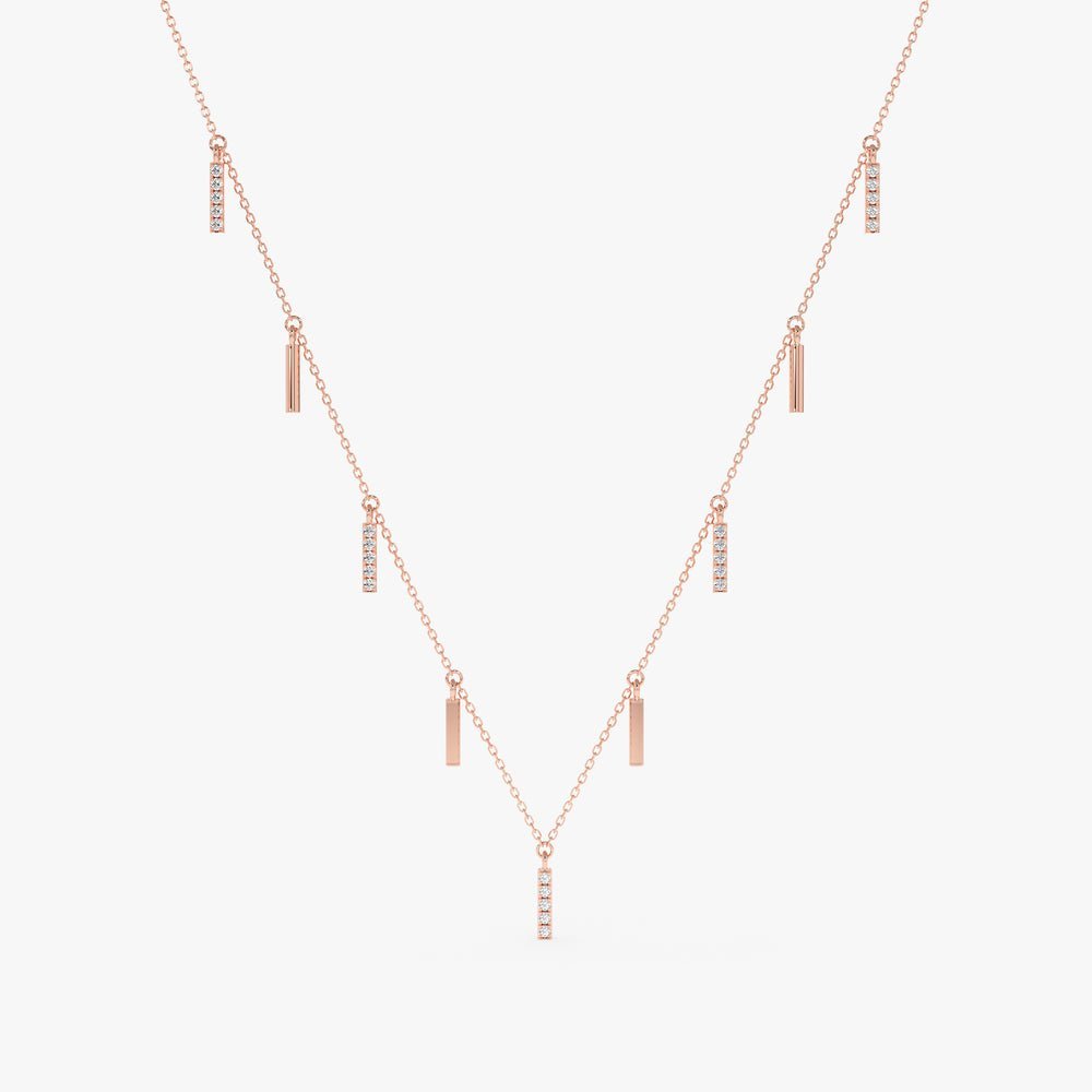Multi Diamond Bar Necklace