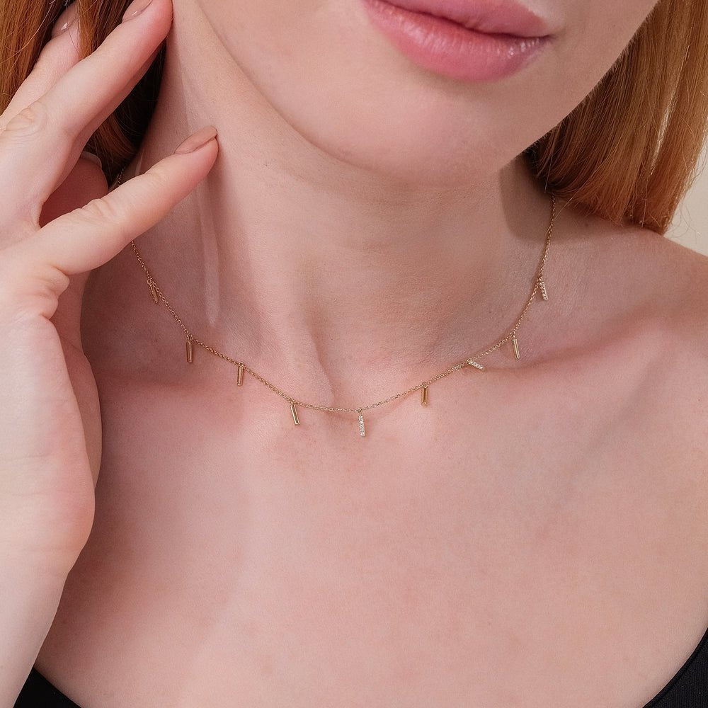 Multi Diamond Bar Necklace
