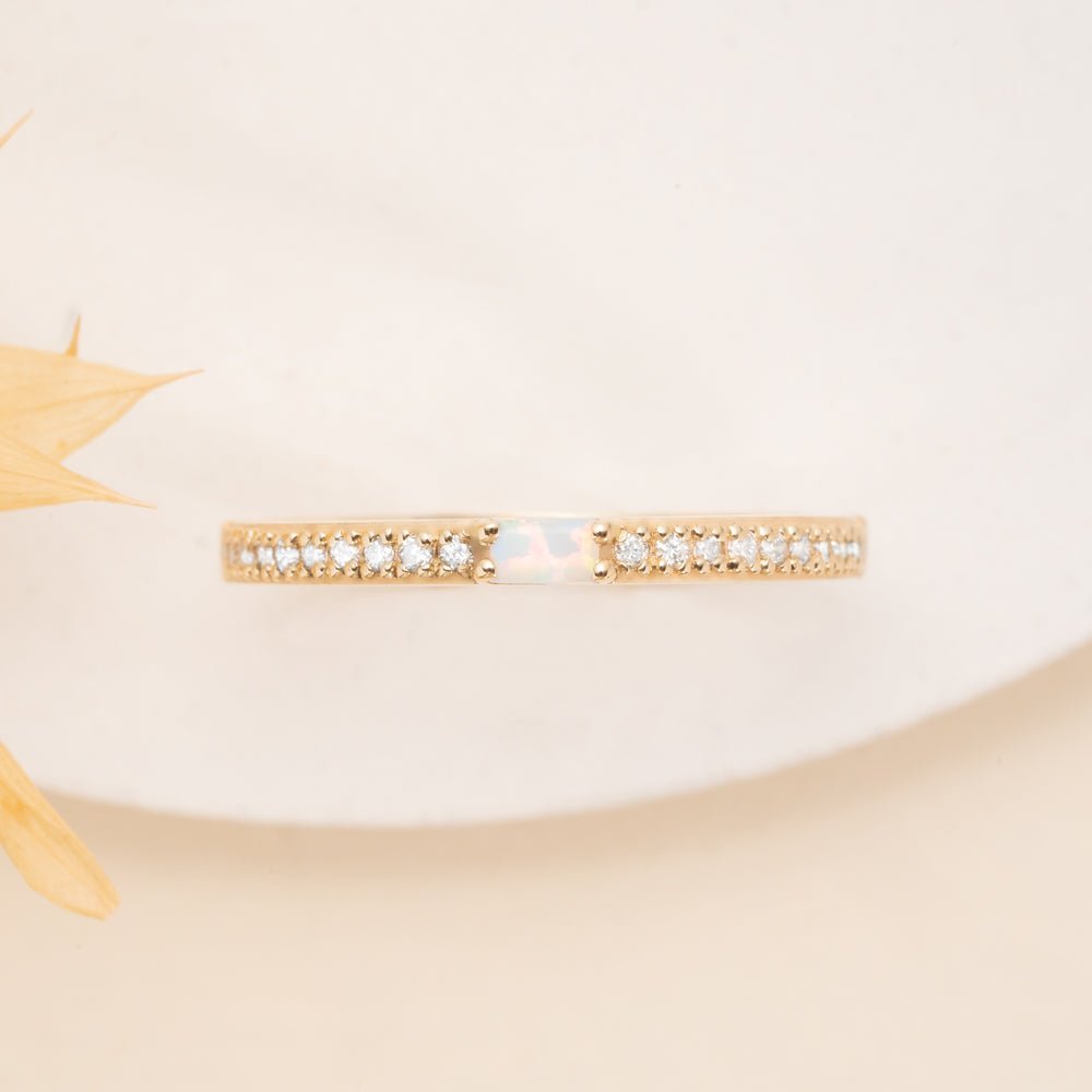 Natural Diamond and Baguette Opal Ring
