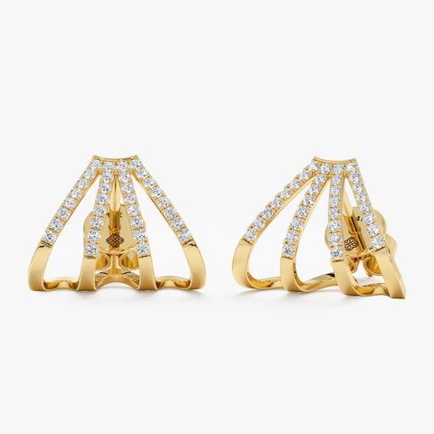Natural Diamond Arrow Cage Huggies