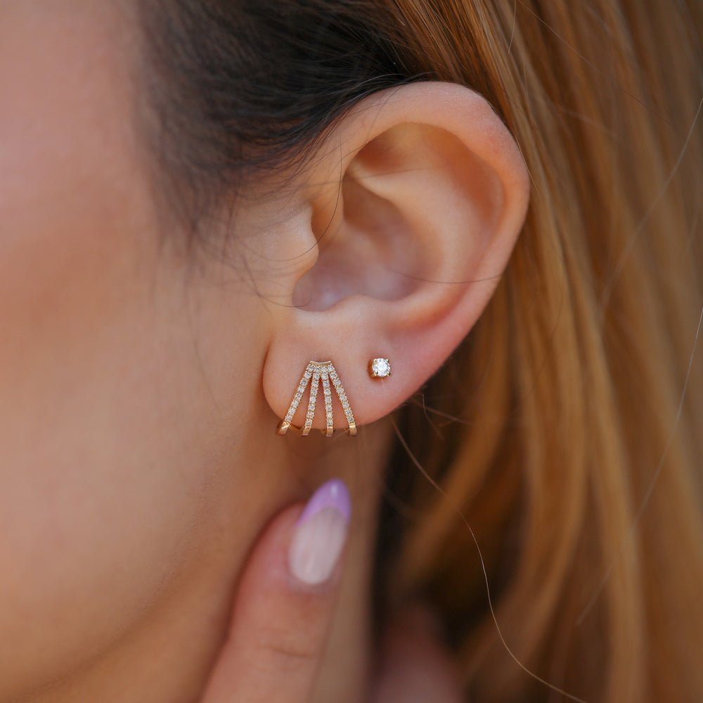 Natural Diamond Arrow Cage Huggies