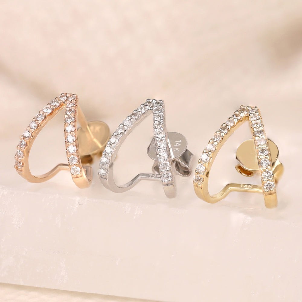 Natural Diamond Arrow Huggie Studs