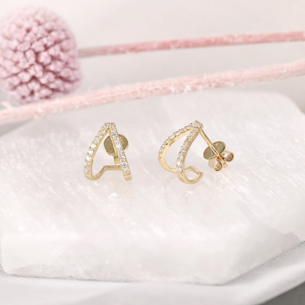 Natural Diamond Arrow Huggie Studs