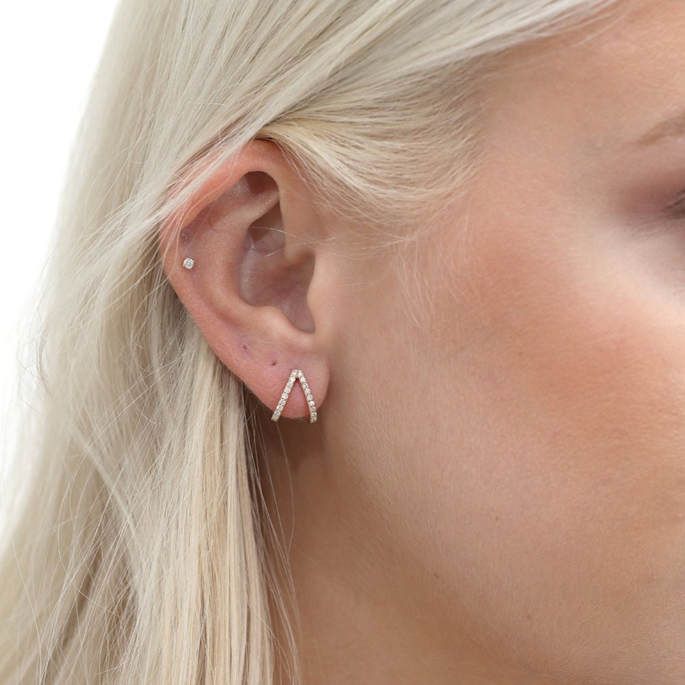 Natural Diamond Arrow Huggie Studs