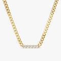 Natural Diamond Bar Cuban Chain Necklace