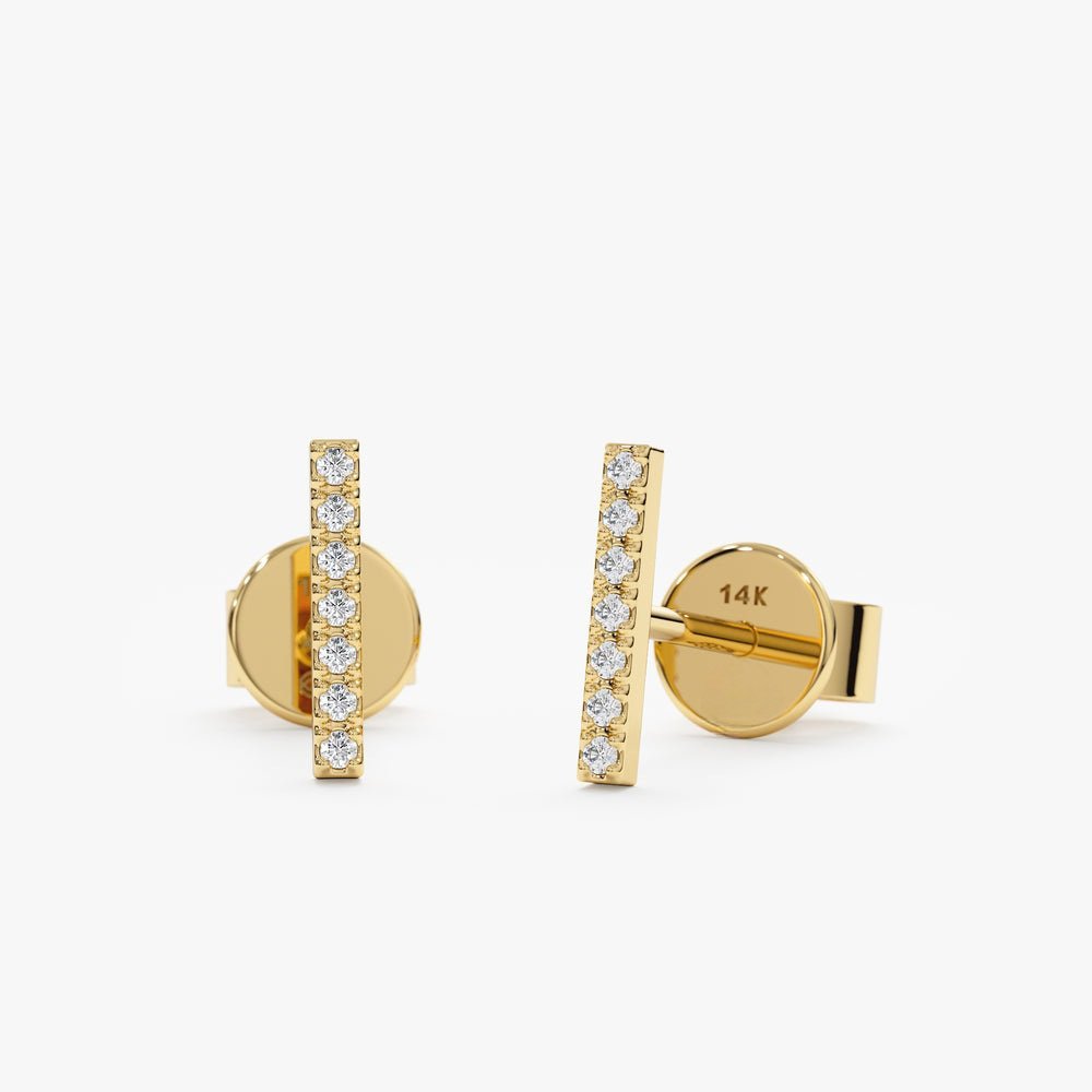 Natural Diamond Bar Stud Earrings