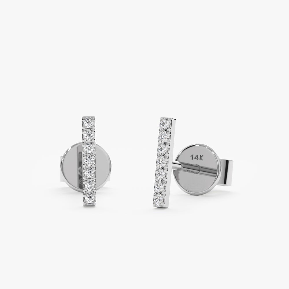 Natural Diamond Bar Stud Earrings