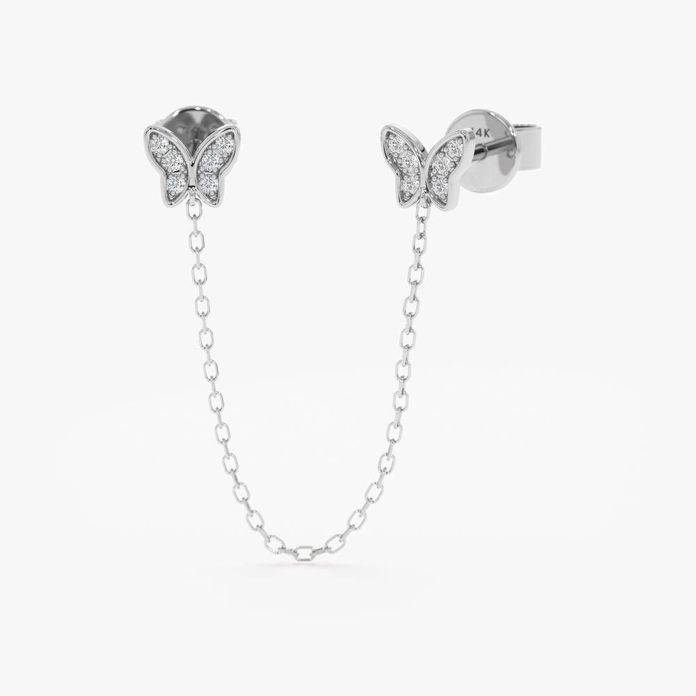 Natural Diamond Butterfly Chain Studs