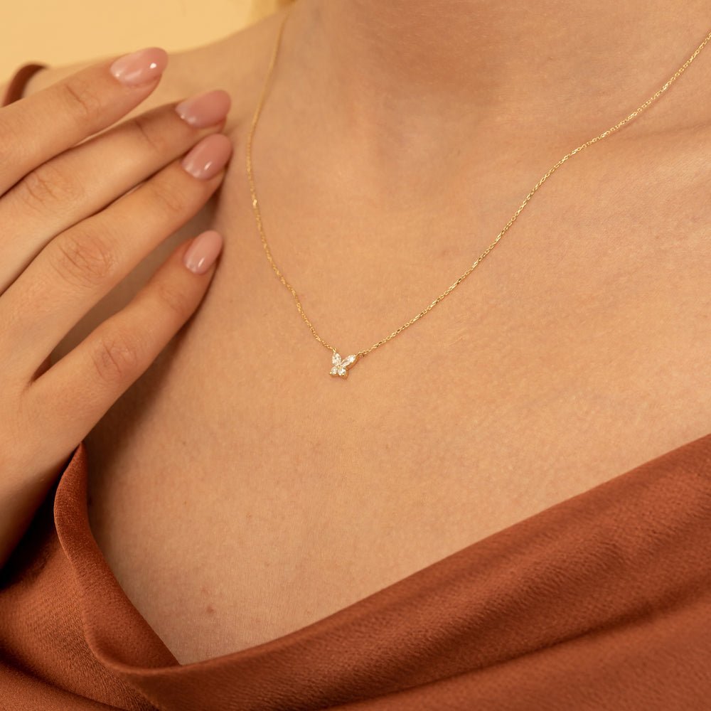Natural Diamond Butterfly Necklace