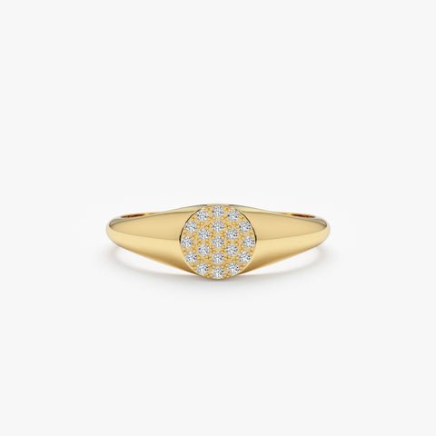 Natural Diamond Circle Signet Ring