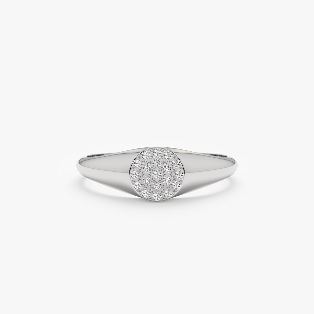 Natural Diamond Circle Signet Ring