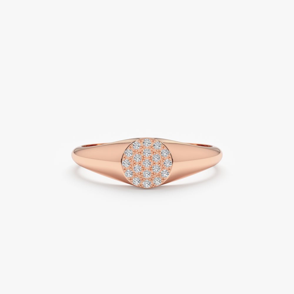Natural Diamond Circle Signet Ring