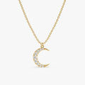 Natural Diamond Crescent Moon Necklace