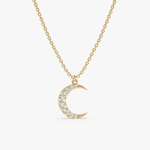 Natural Diamond Crescent Moon Necklace