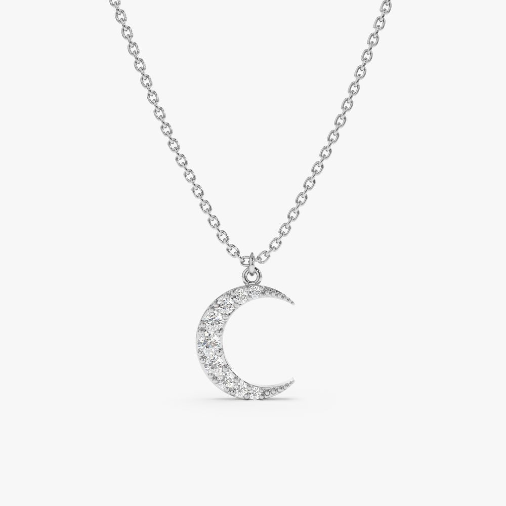 Natural Diamond Crescent Moon Necklace