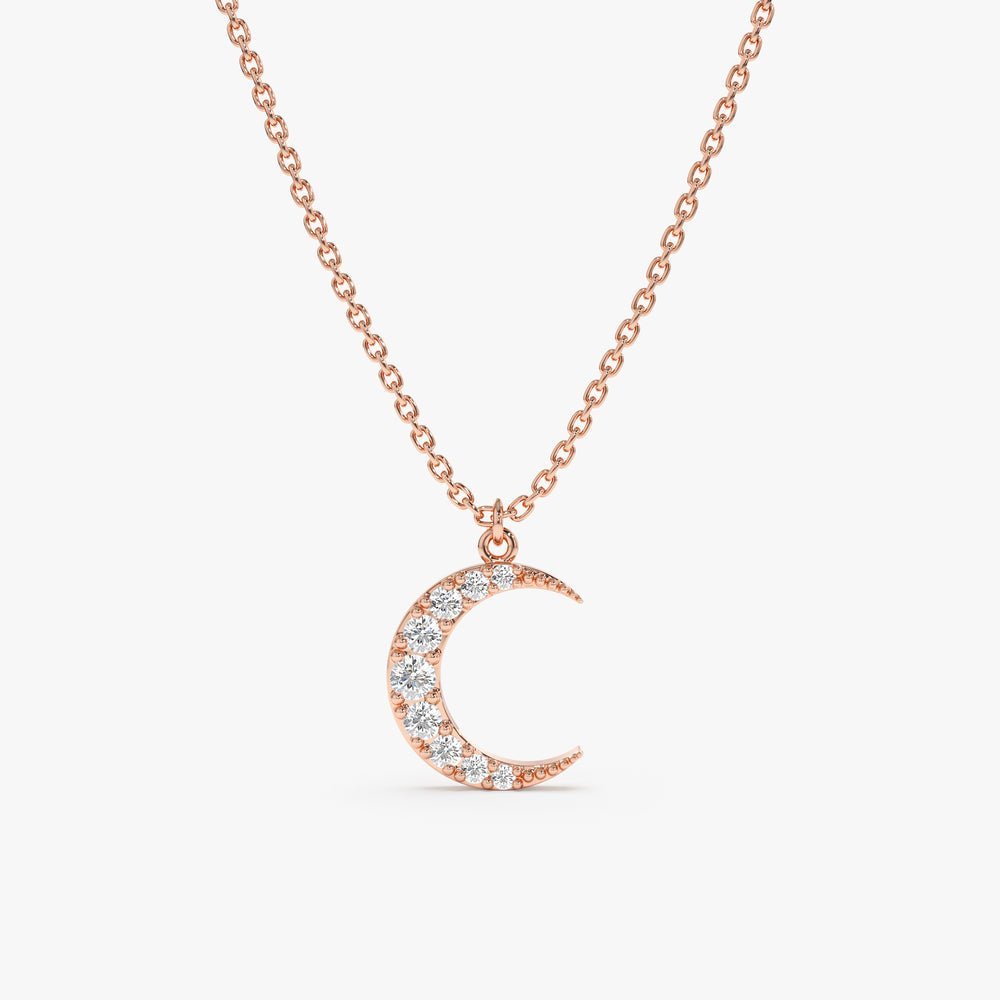 Natural Diamond Crescent Moon Necklace