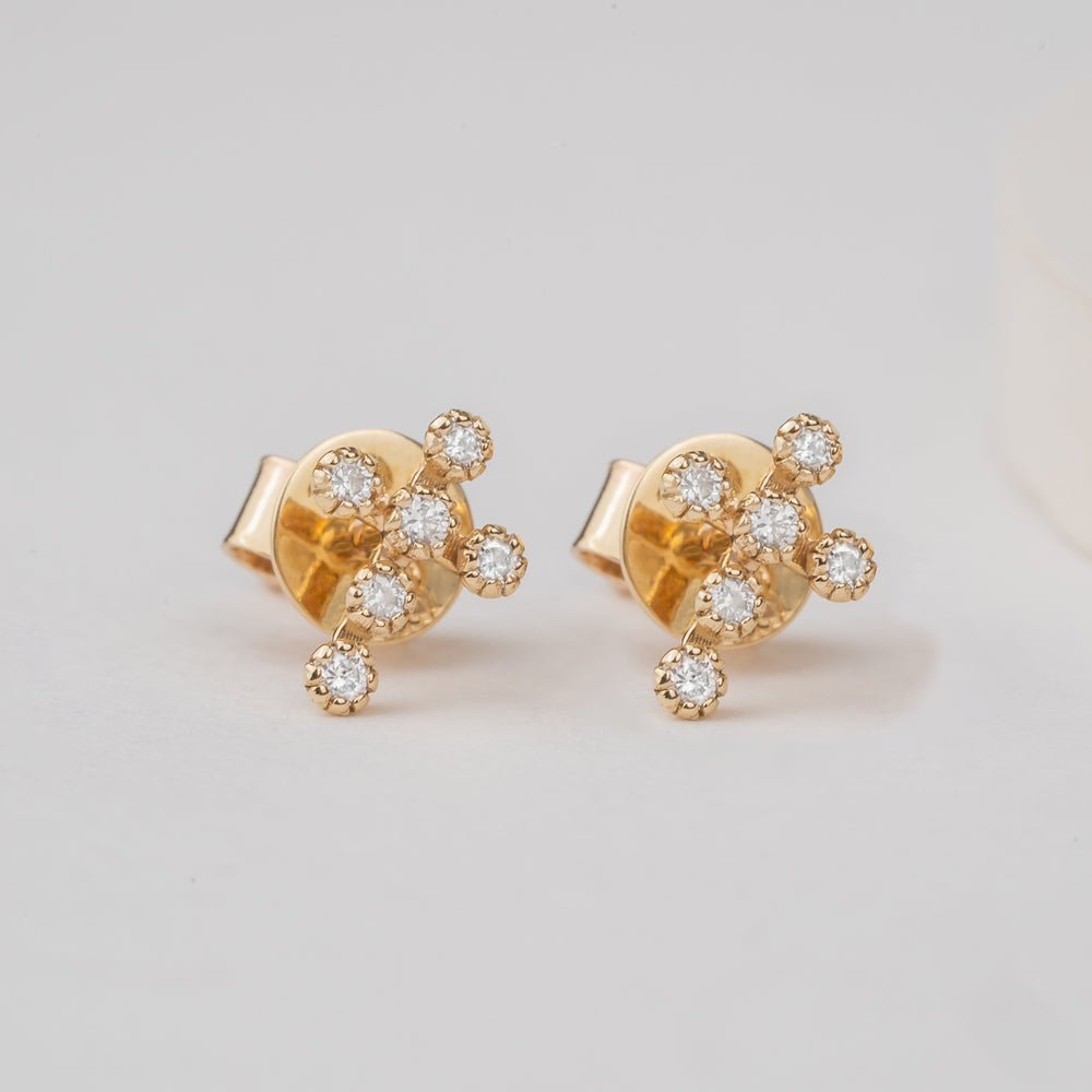 Natural Diamond Cross Stud Earrings