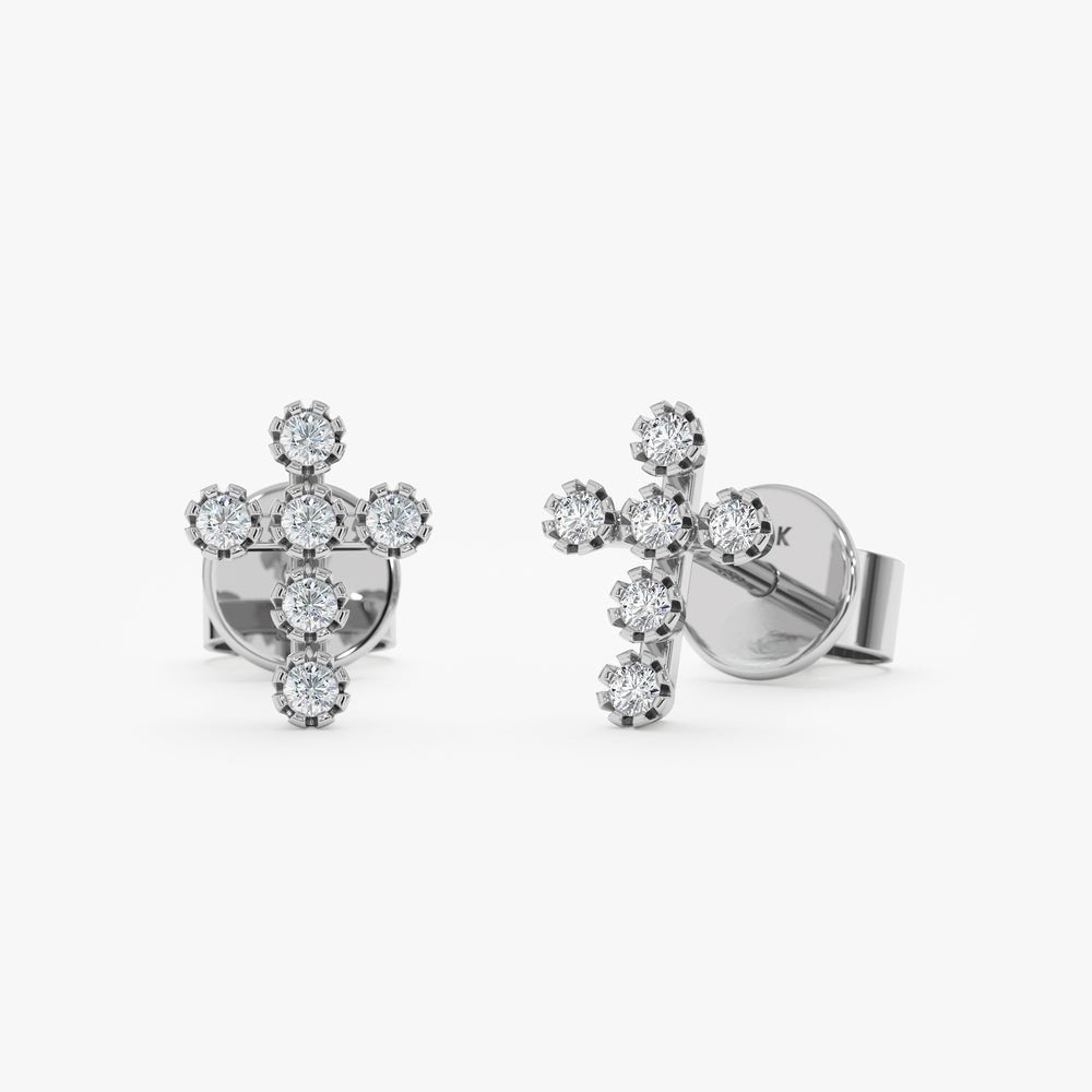 Natural Diamond Cross Stud Earrings