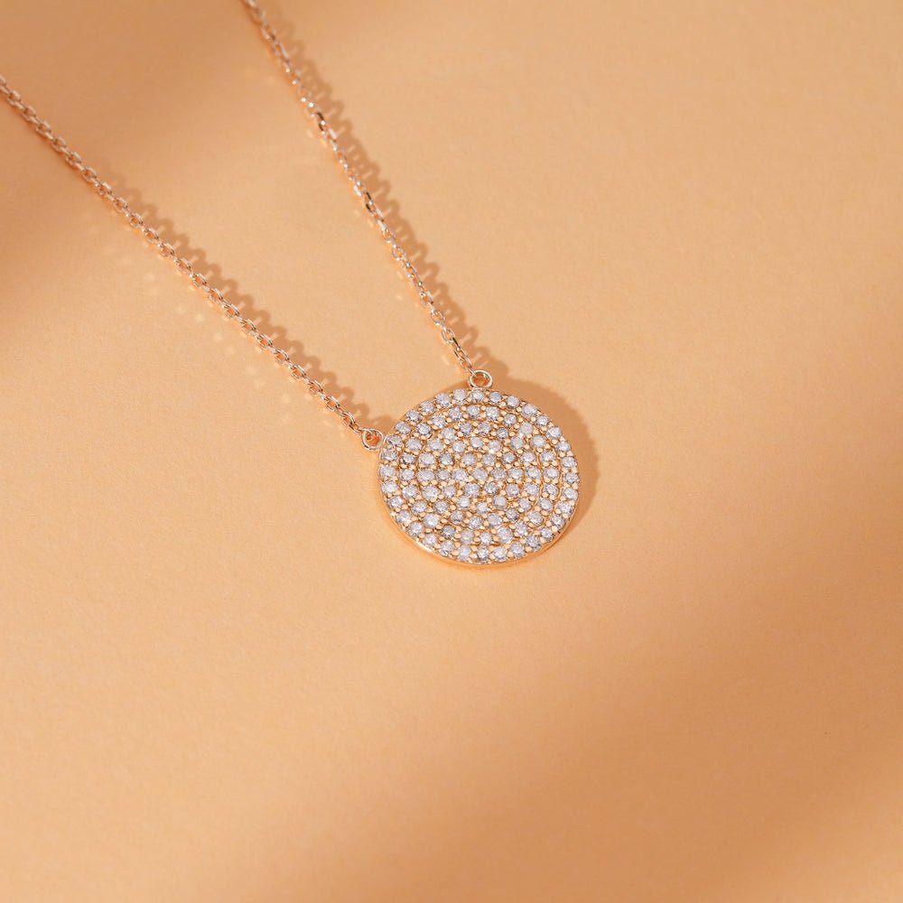 Natural Diamond Disc Necklace