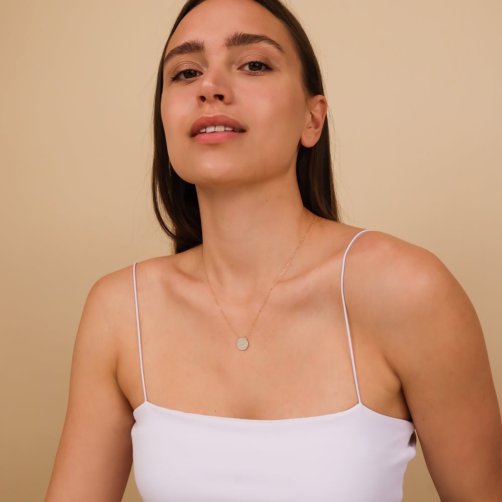 Natural Diamond Disc Necklace