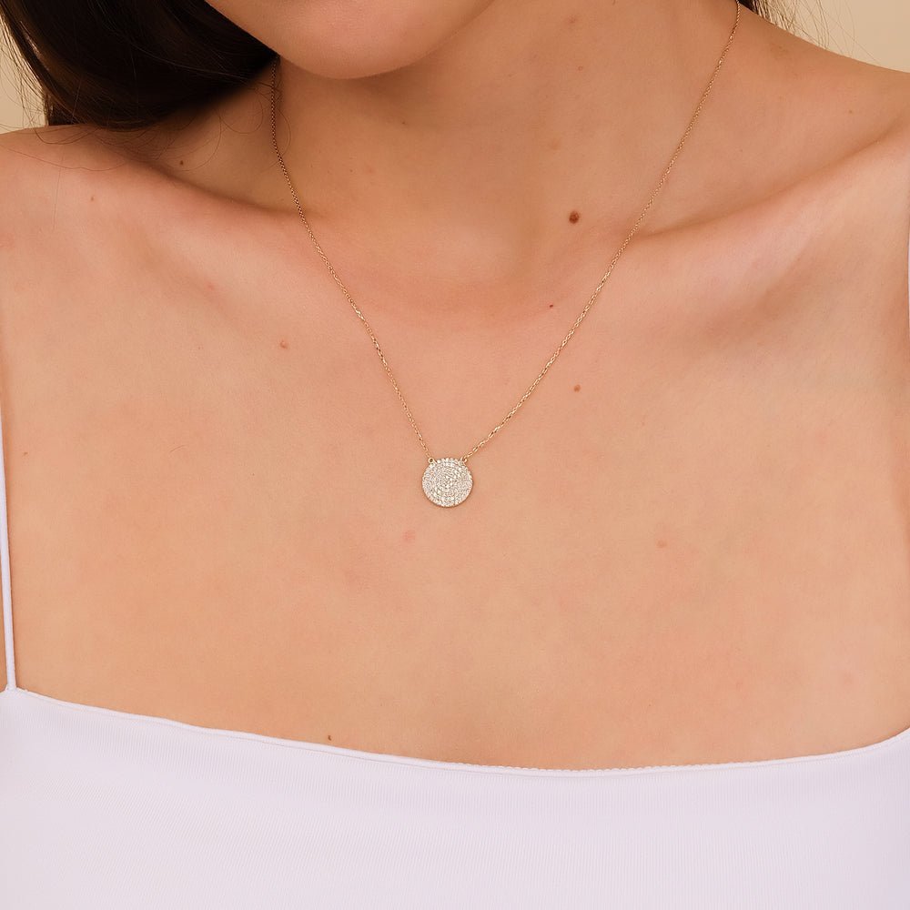 Natural Diamond Disc Necklace