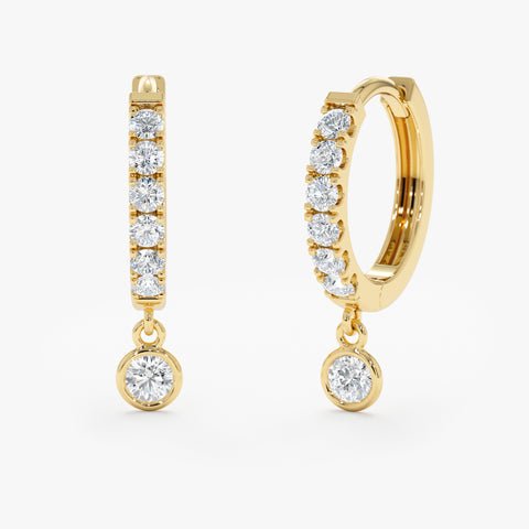 Natural Diamond Drop Hoop Earrings