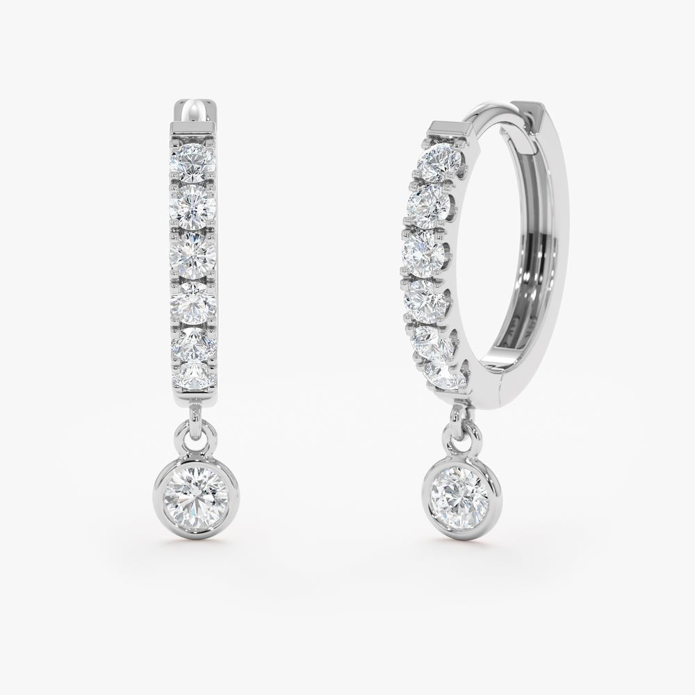 Natural Diamond Drop Hoop Earrings