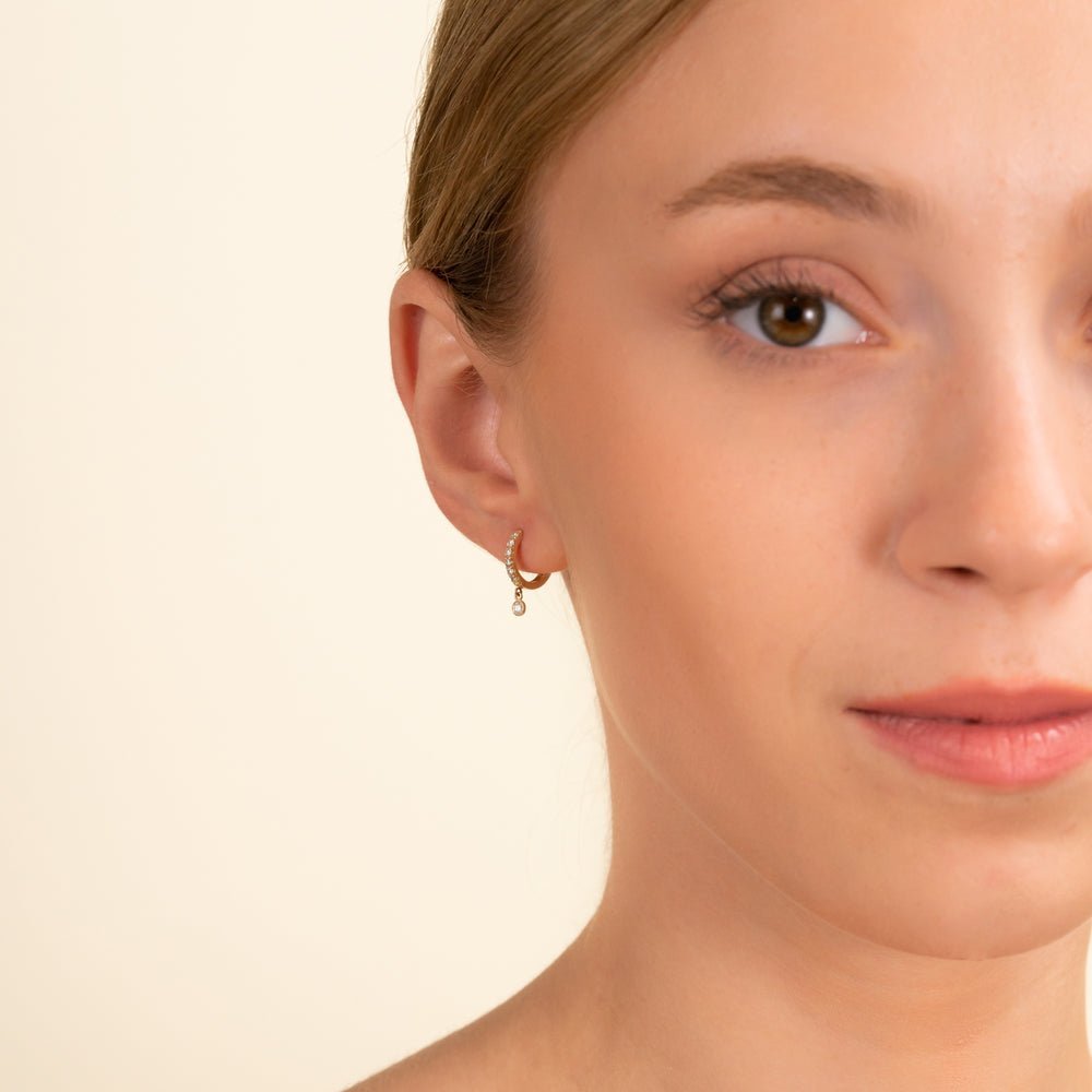 Natural Diamond Drop Hoop Earrings
