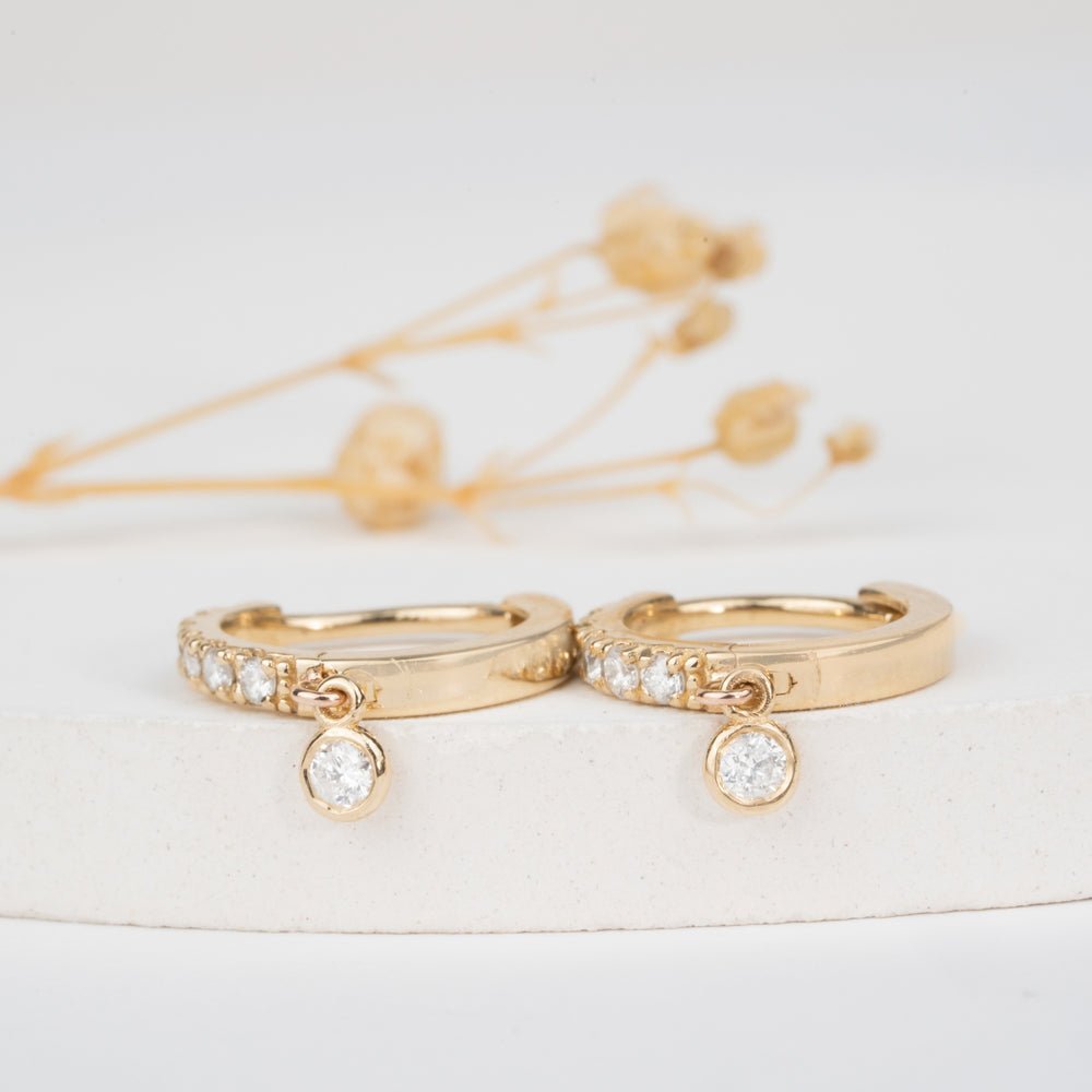 Natural Diamond Drop Hoop Earrings