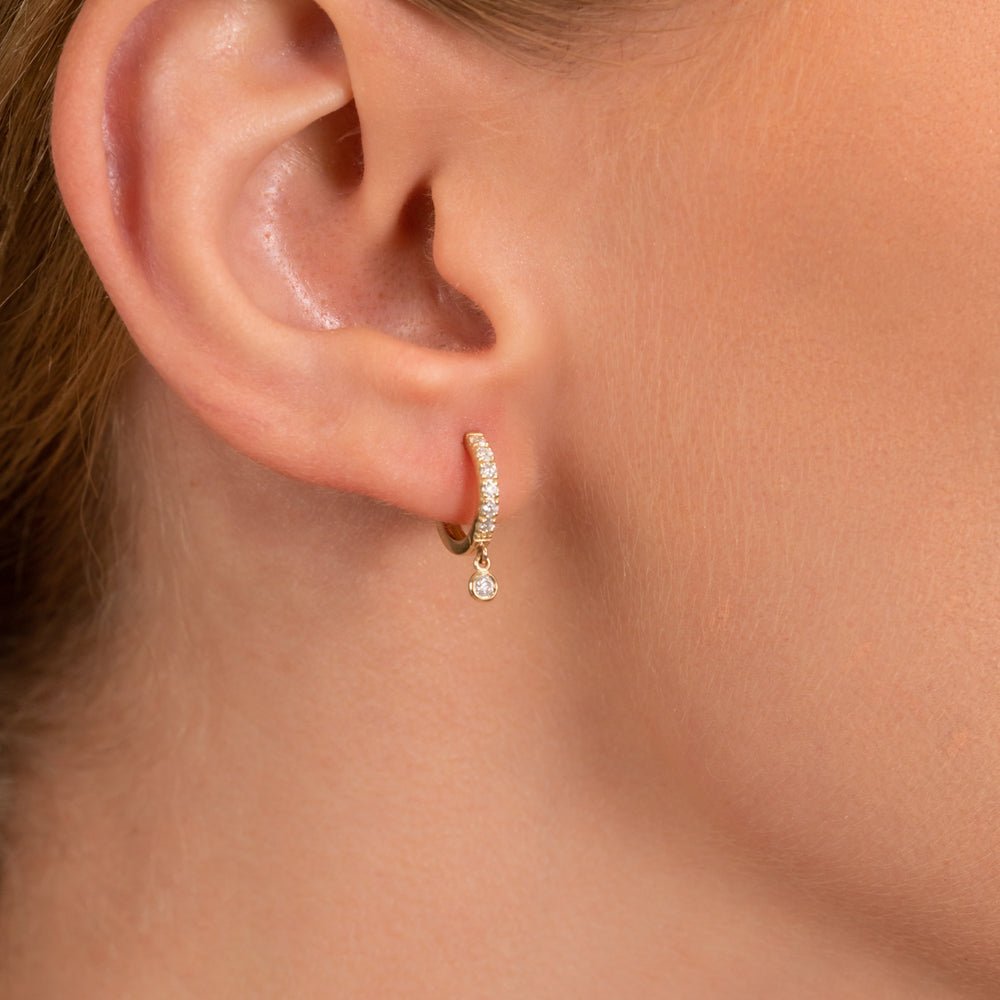 Natural Diamond Drop Hoop Earrings